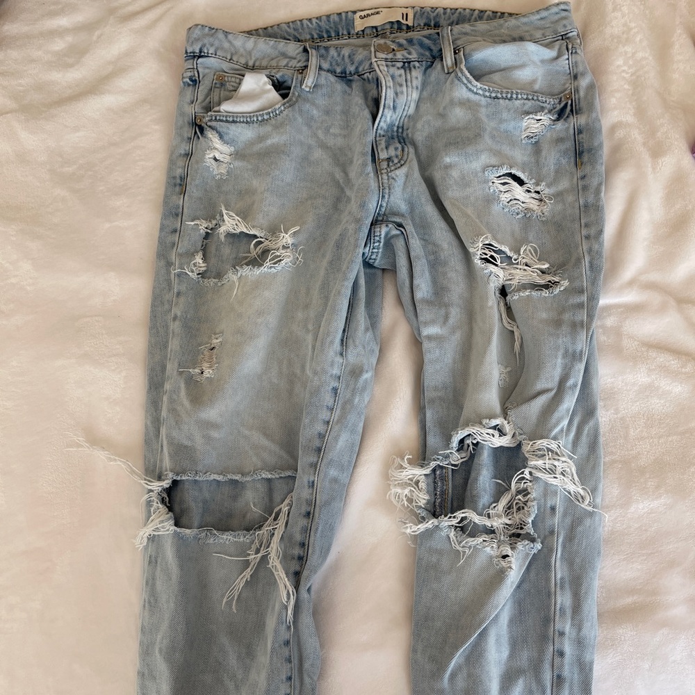 Garage distressed denim light wash jeans